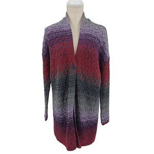 J. Jill Striped Sweater Cardigan Multicolor Women's XS Knit Longline Oversized